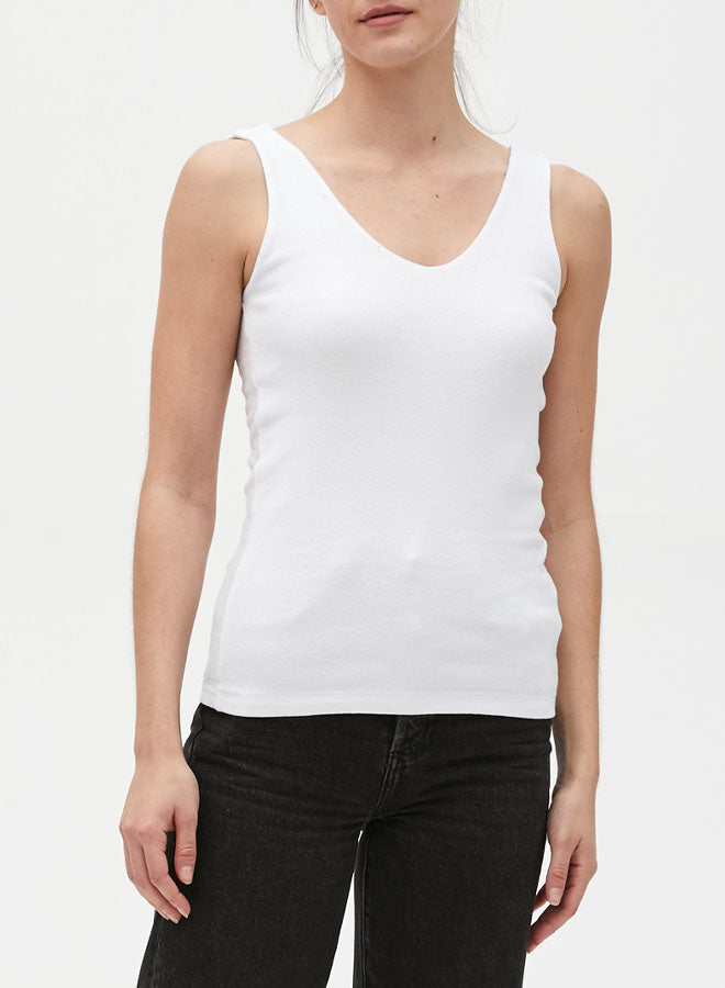 Michael Stars Double V Shine Tank in White