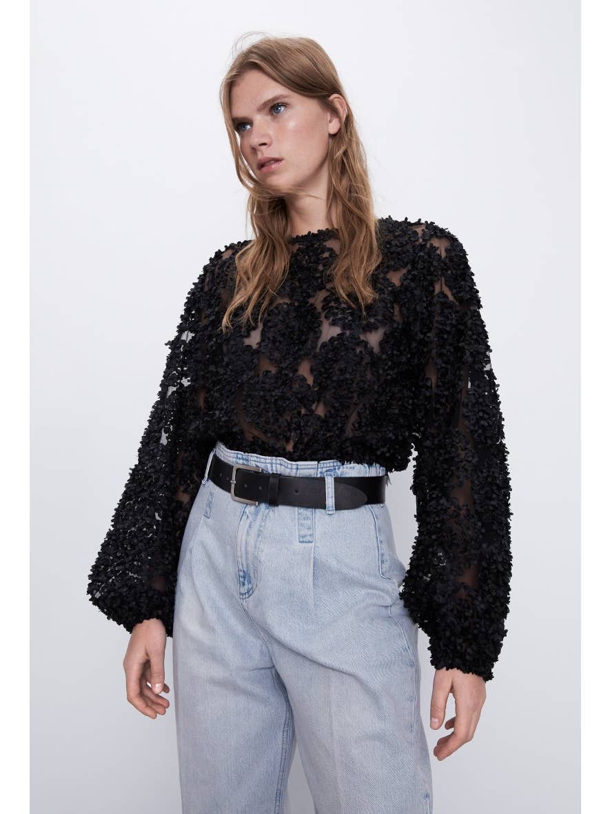 Chokolate Paris Sheer Roses Blouse (4 colors)