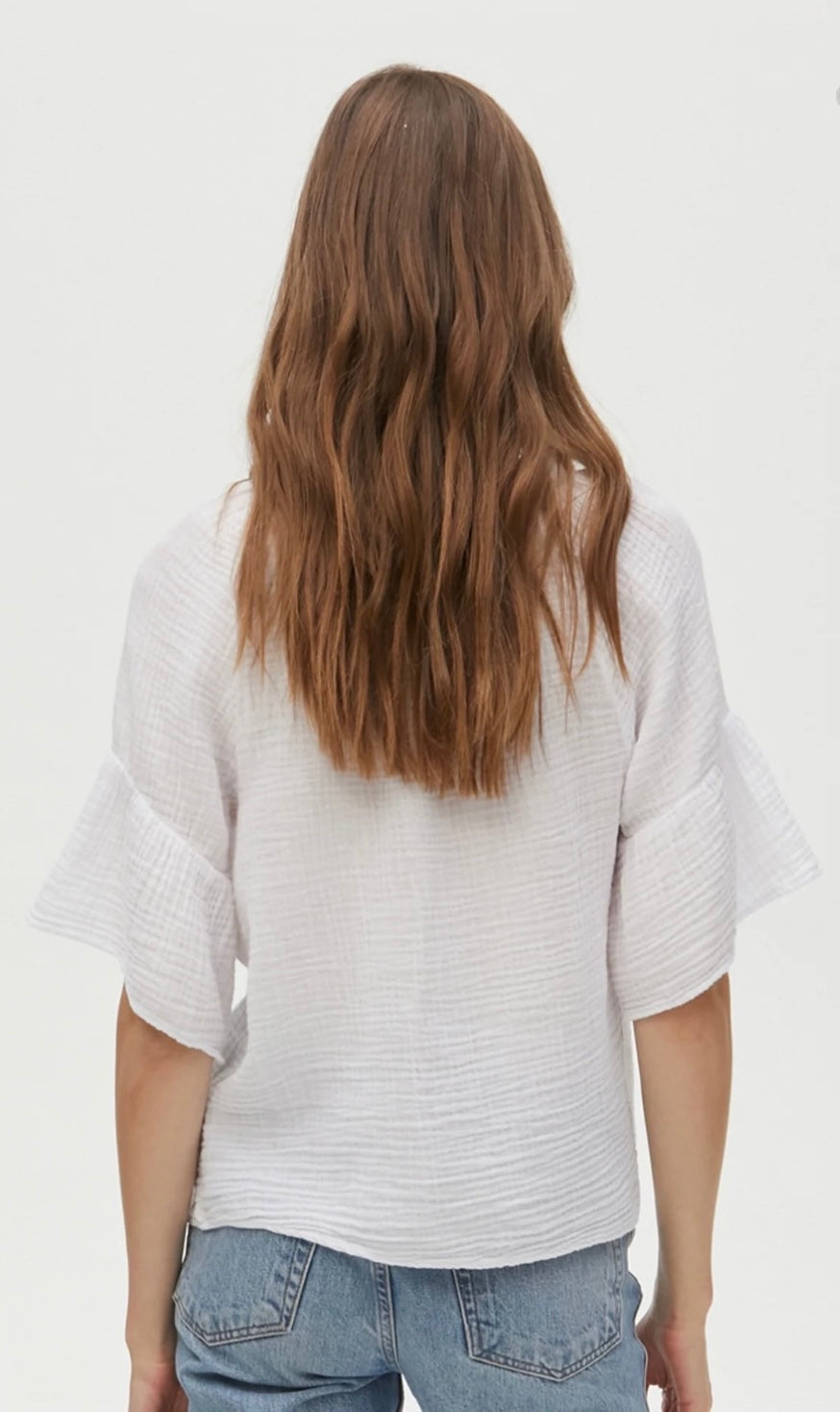 Michael Stars Savannah Flutter Sleeve Top in White