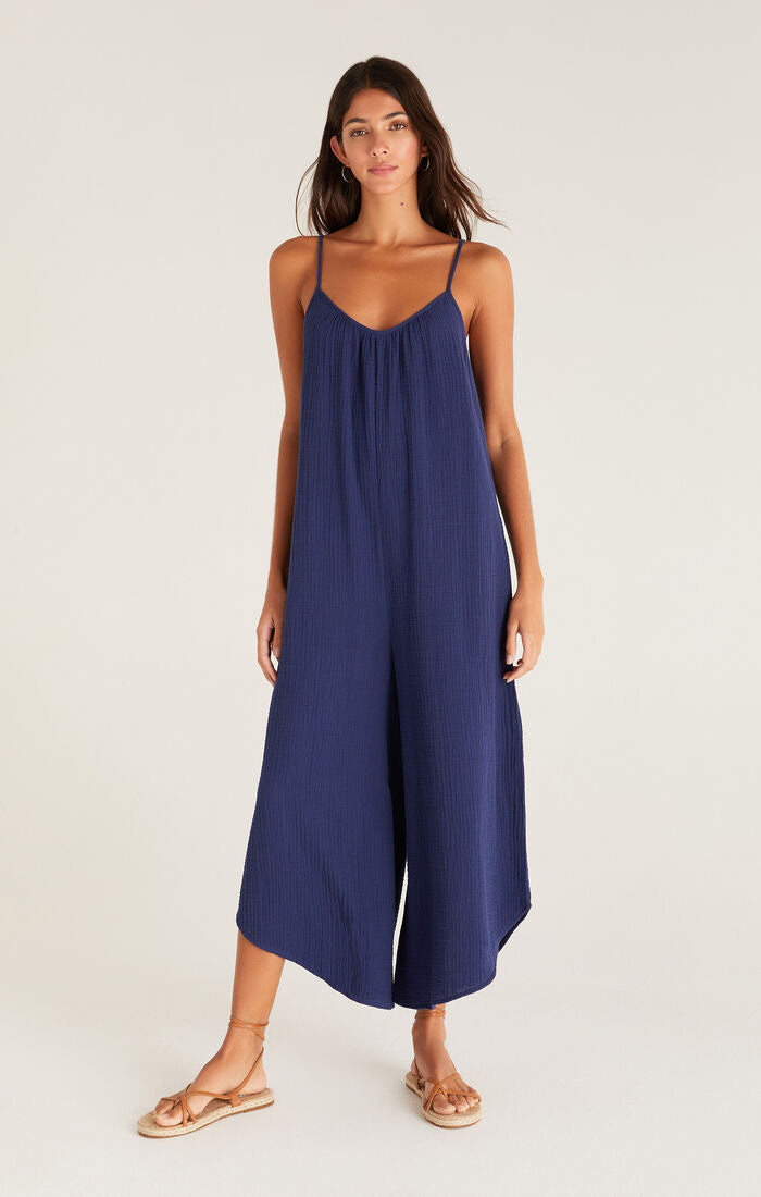 Z Supply Flared Gauz Jumpsuit in Indigo