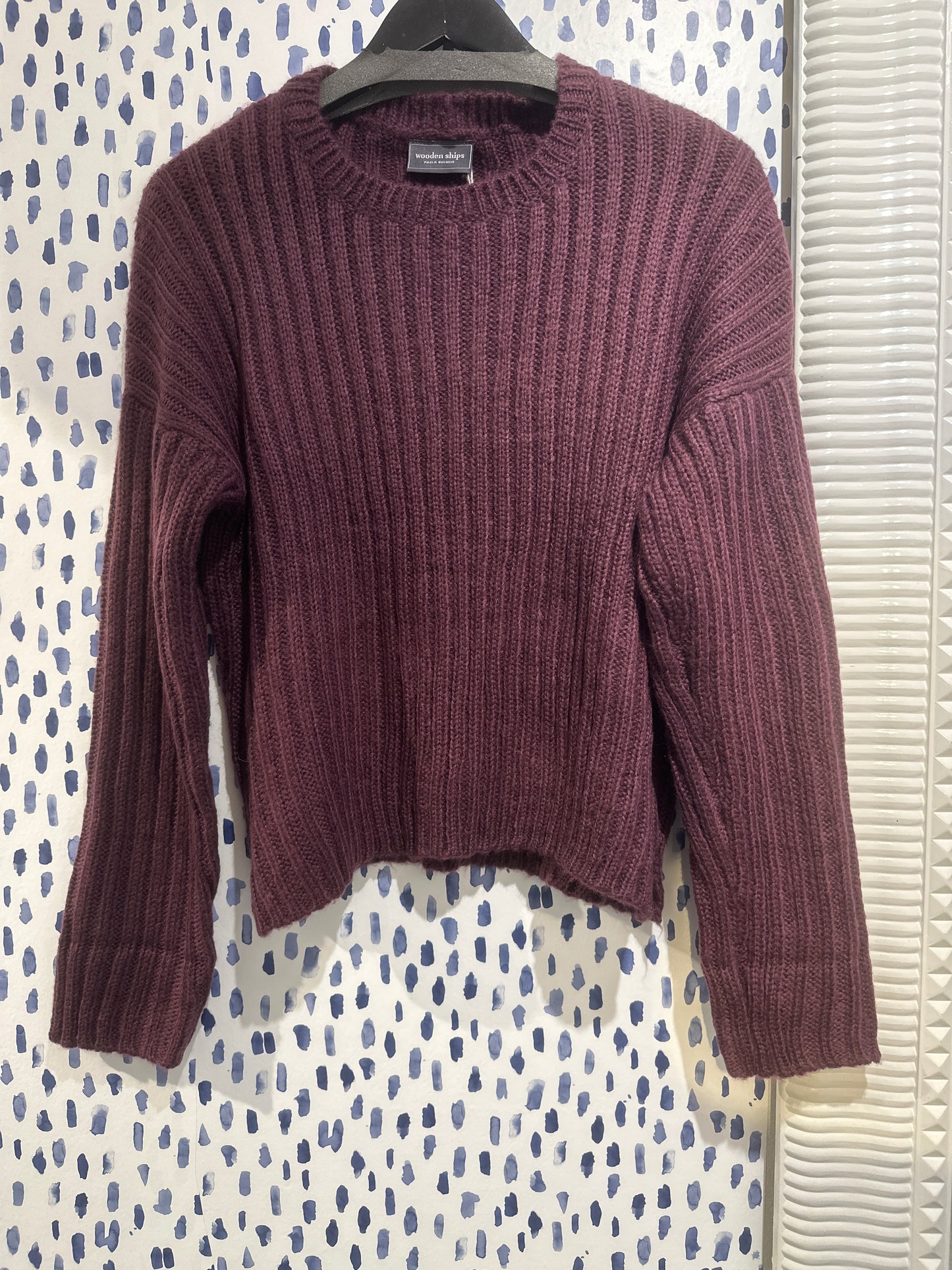 Miles Cropped Chunky Crew in Plum