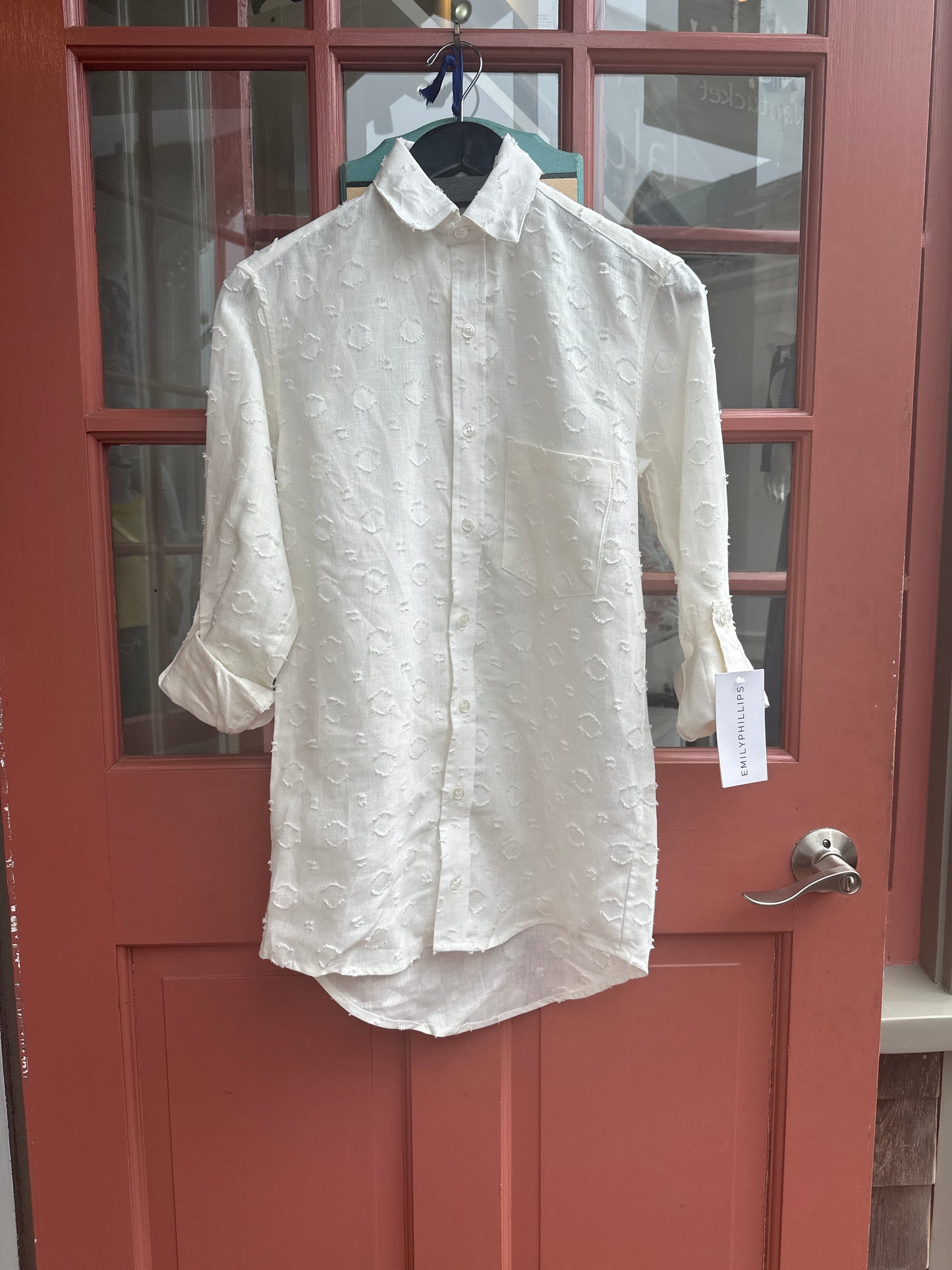 Emily Phillips White Girlfriend Linen Button Down Shirt With Texture