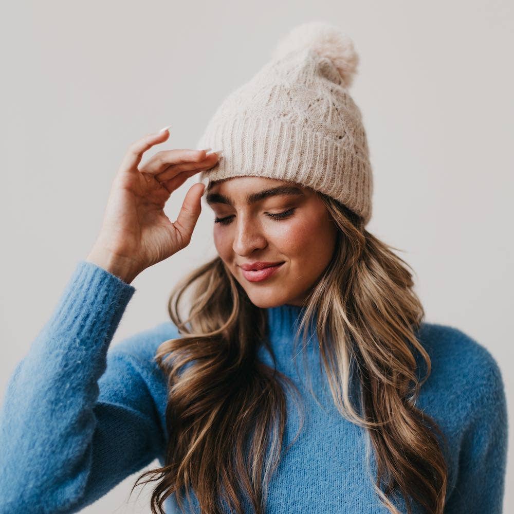Fallon Fuzzy Beanie in Cream