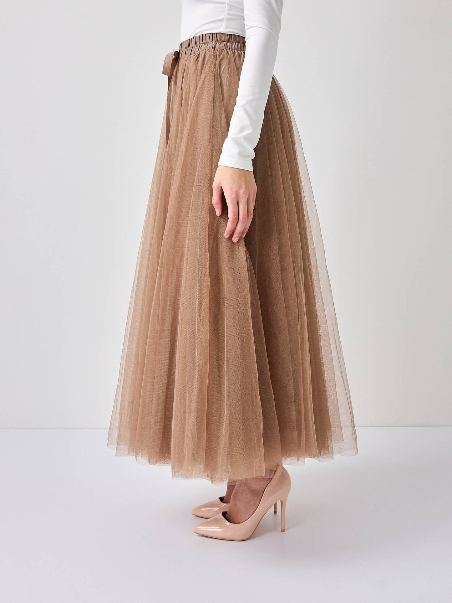Chokolate Paris Tulle Skirt in Taupe
