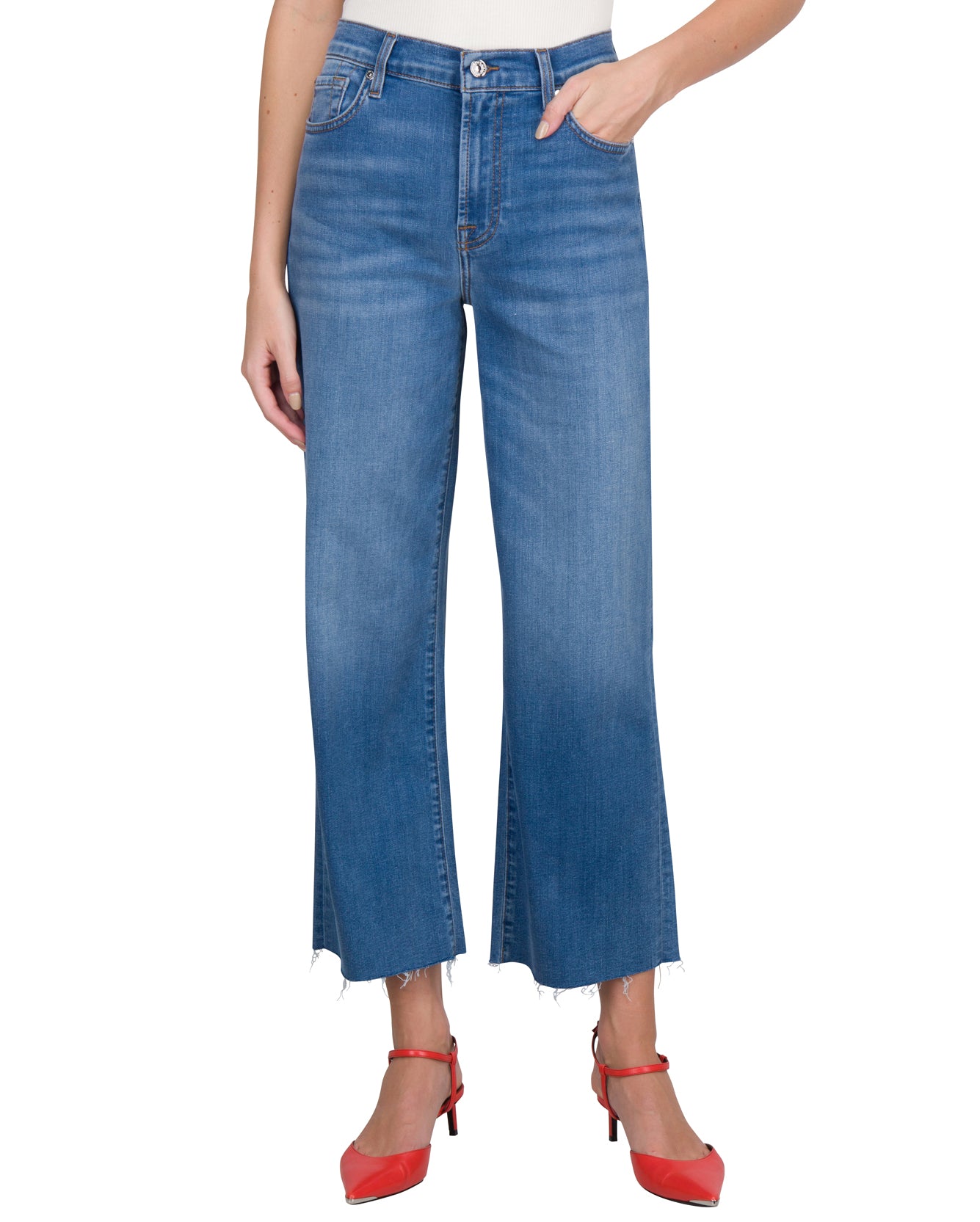 7 for All Mankind Cropped Alexa in Sapphire Blue