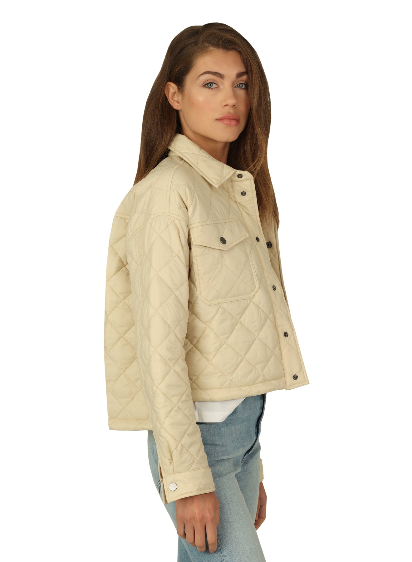 Dylan Hi-Lo Jacket in Off White