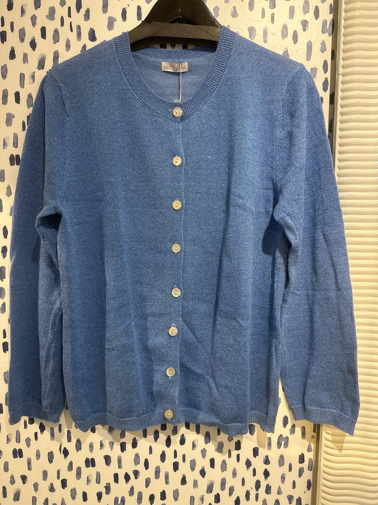 Aura Cardigan Sweater in Blue Lurex
