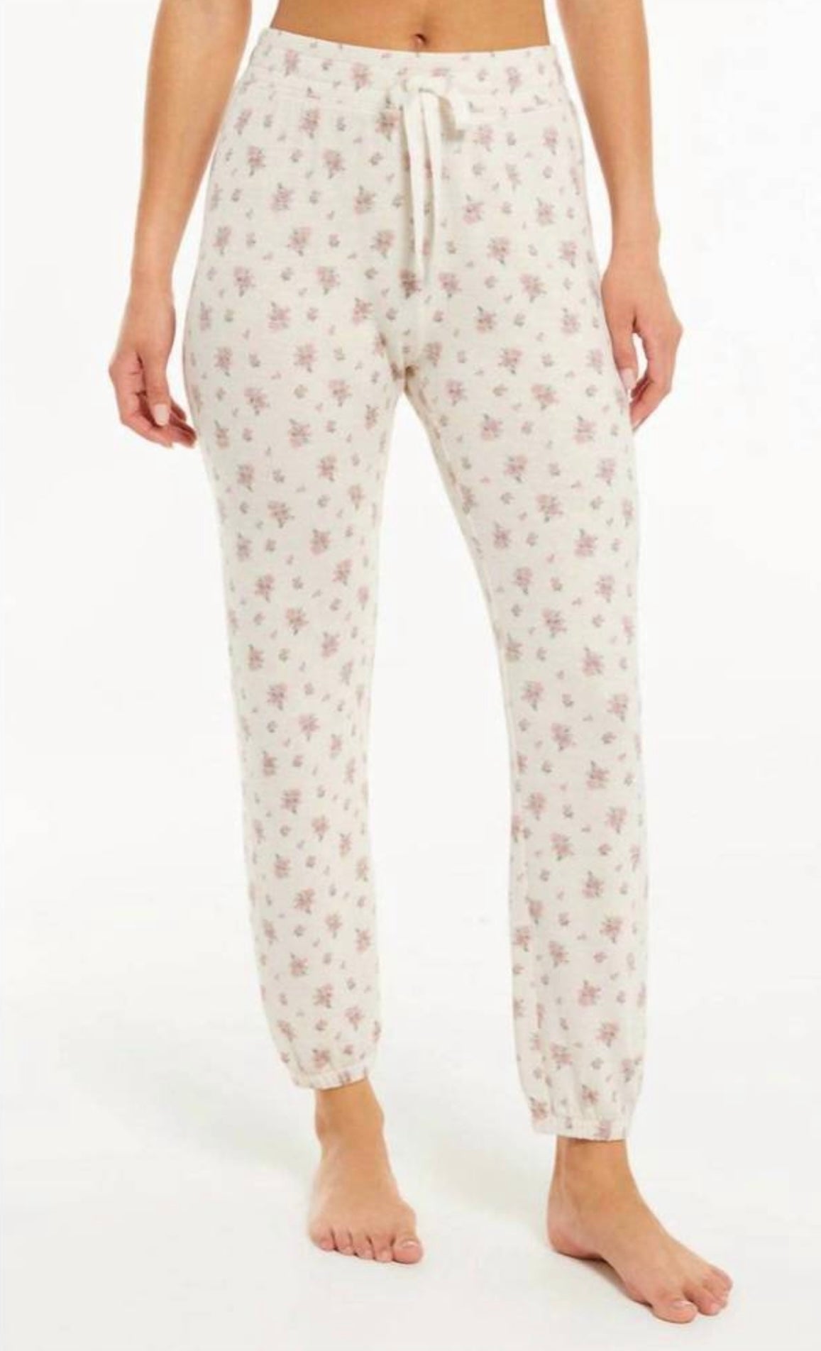 Z Supply Juliette Ditsy Jogger in White Sand