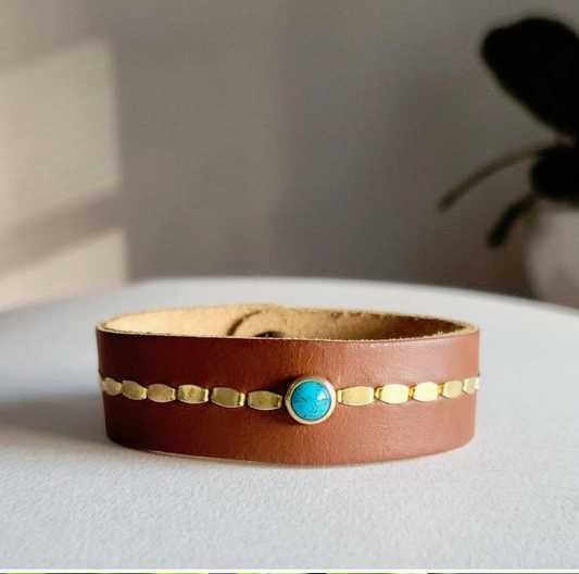 Royal Hippie Leather Bracelet with Turquoise