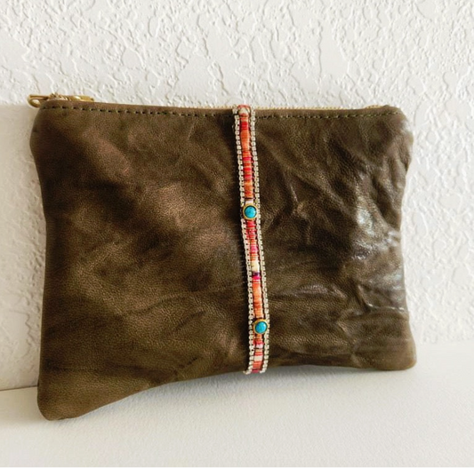 Royal Hippie Italian Leather Pouch in Chocolate Brown