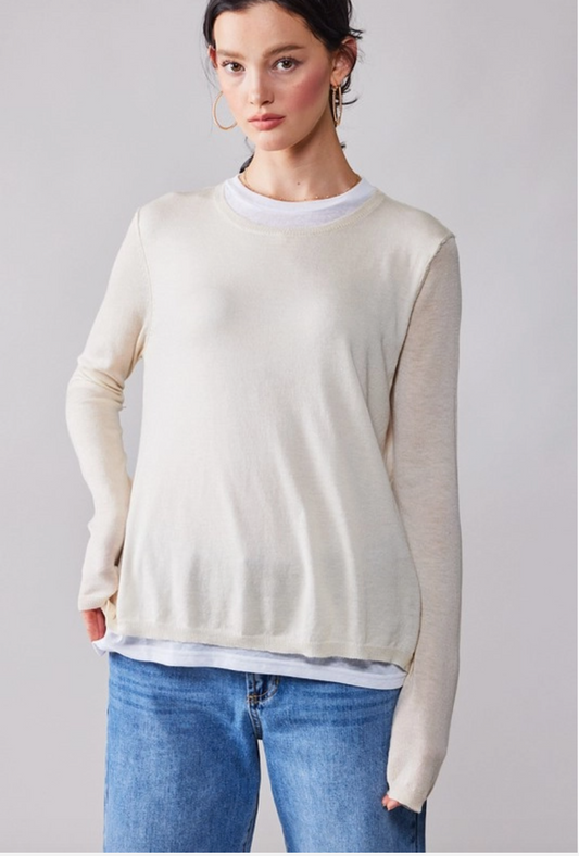 Double layer Rib Knit Top