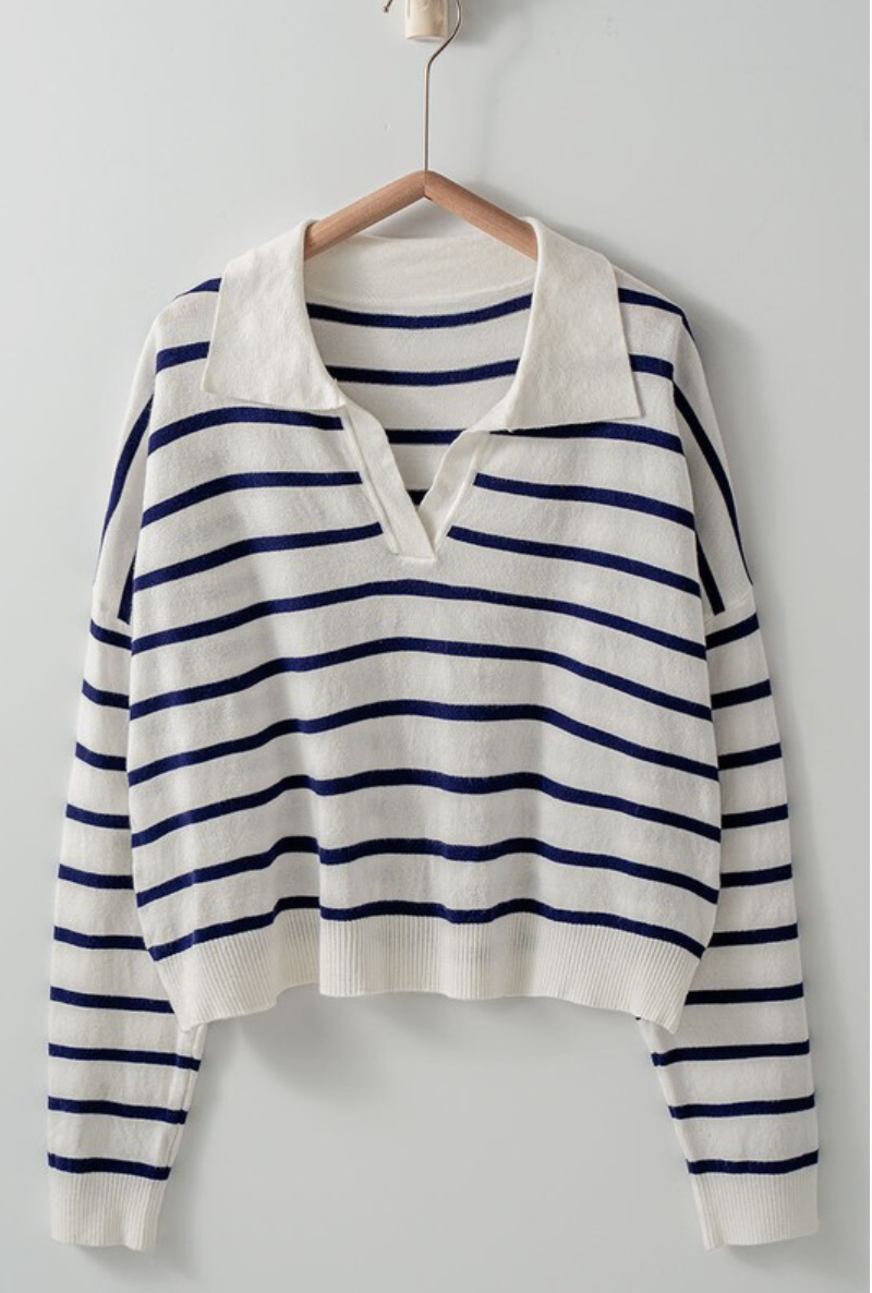Stripe Polo Sweater