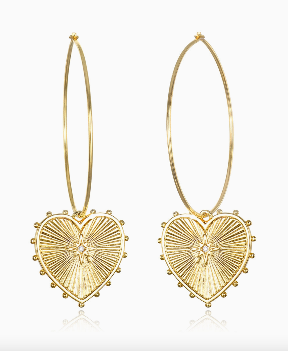 Beaded Heart Hoop Earring