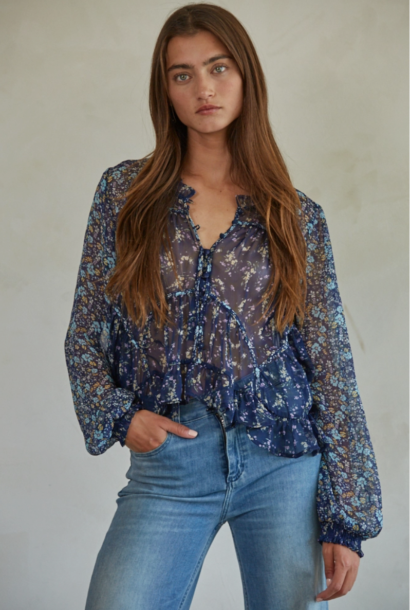 Floral Print Long Sleeve Top