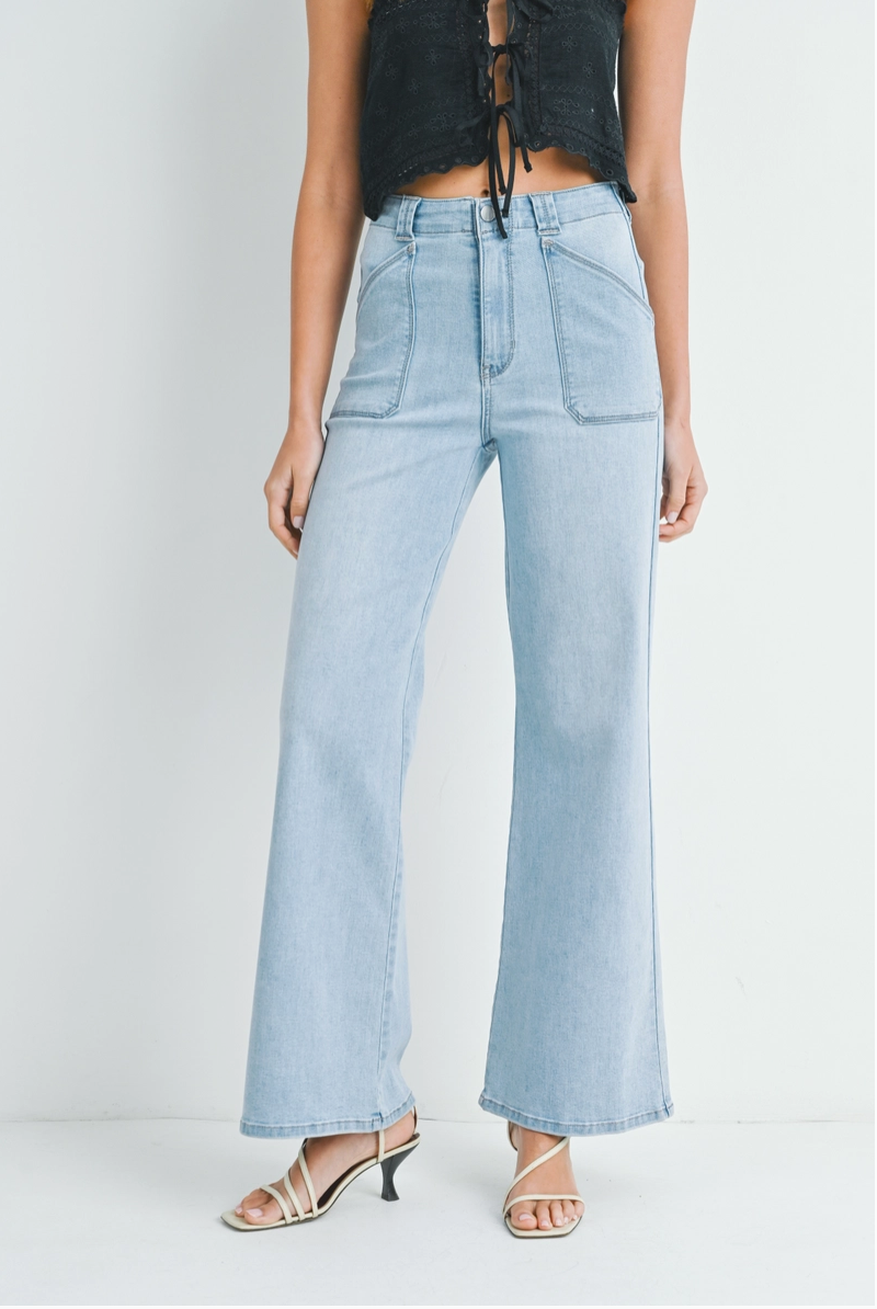Patch Pocket Wide Leg Flare