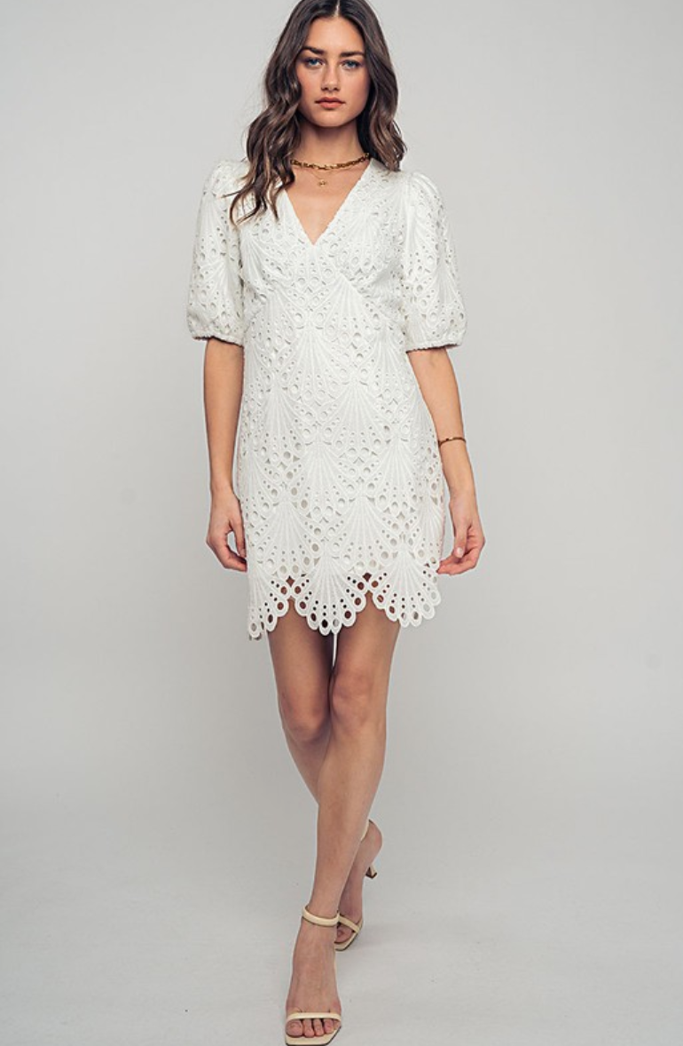 Scalloped Lace Mini Dress