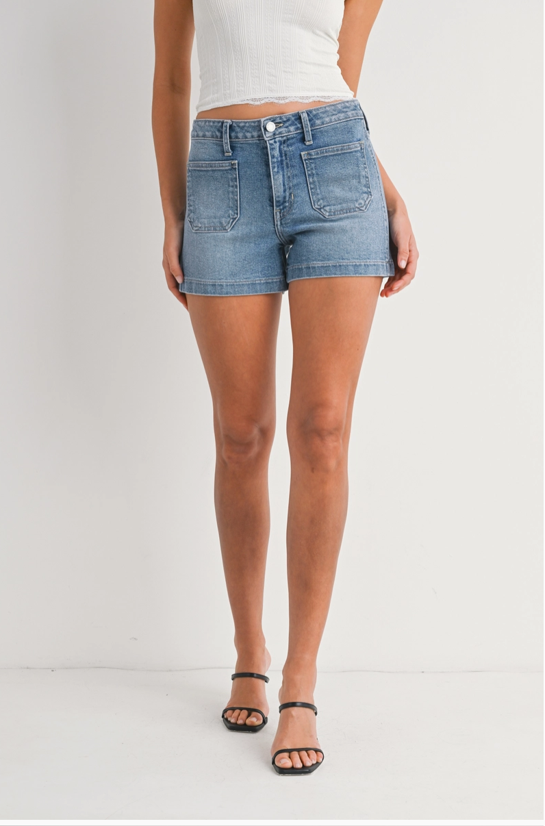 Patch Pocket Denim Shorts