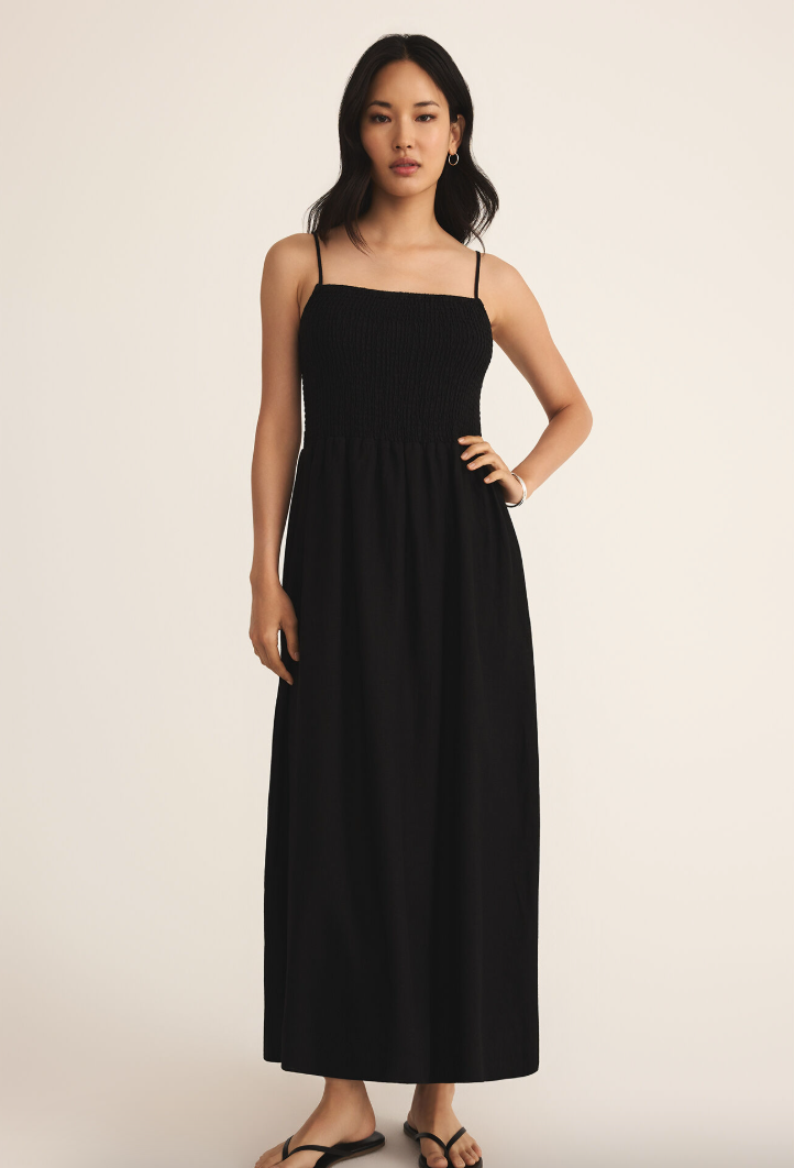 Bayside Linen Maxi Dress in Black