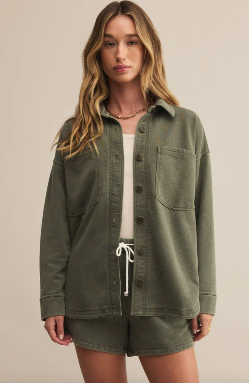 Z Supply All Day Knit Jacket in Hunter Green