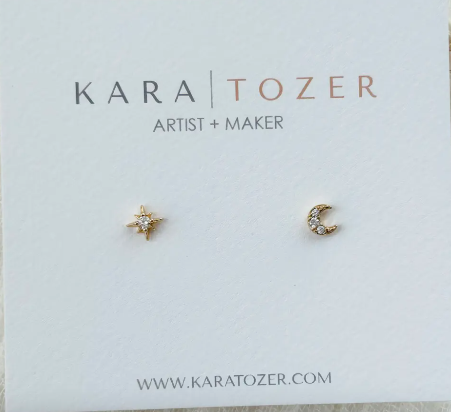 Dainty Star & Moon Studs