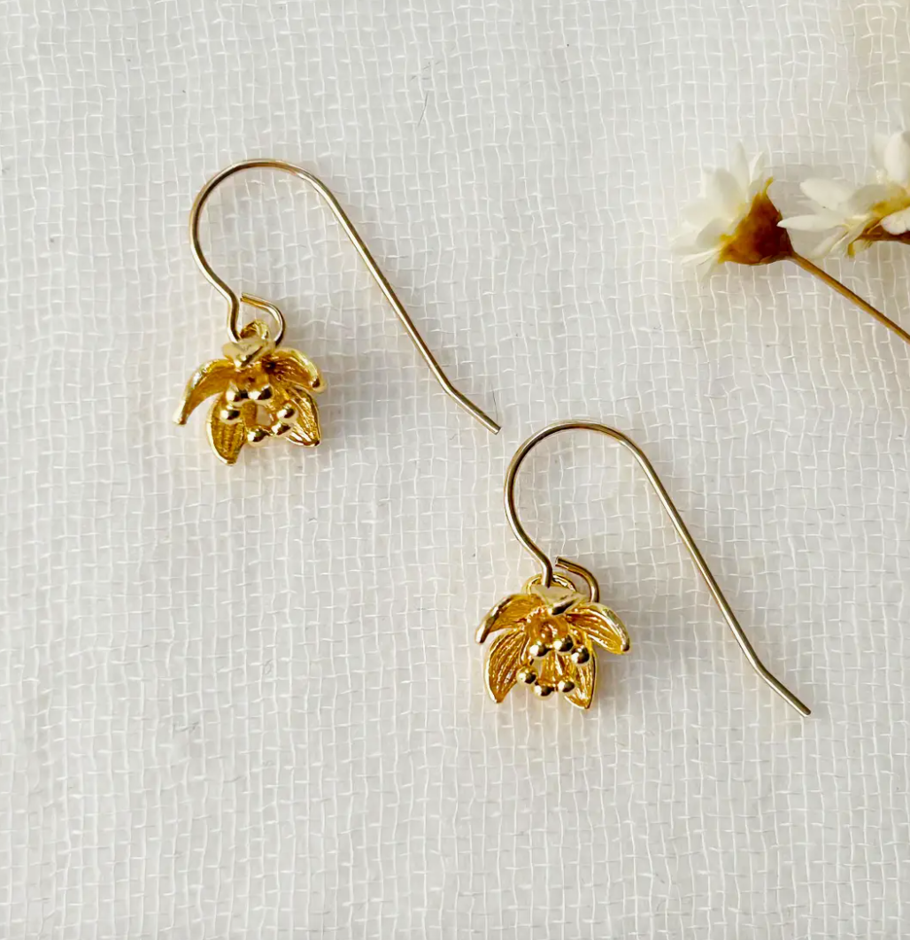 Gold Floral Dangle Earring
