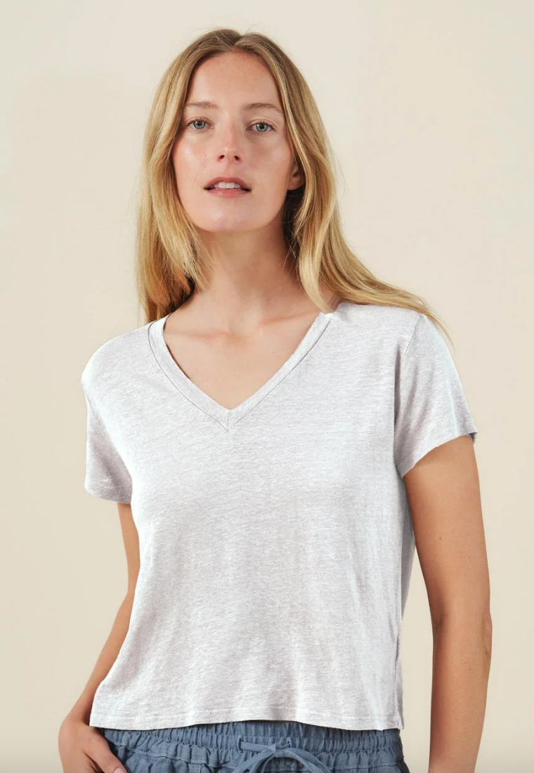 Velvet by Graham & Spencer Amber V Neck Linen Tee (3 Colors)