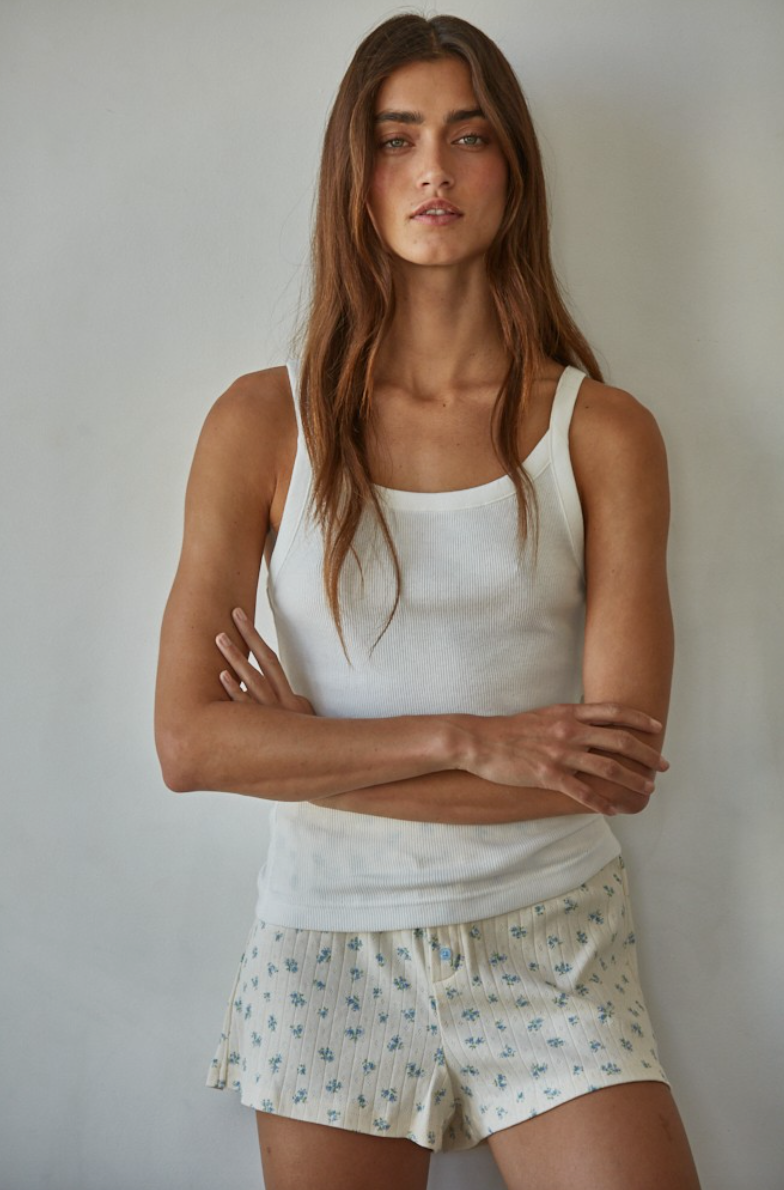 Knit Cotton Ribbed Tank Top