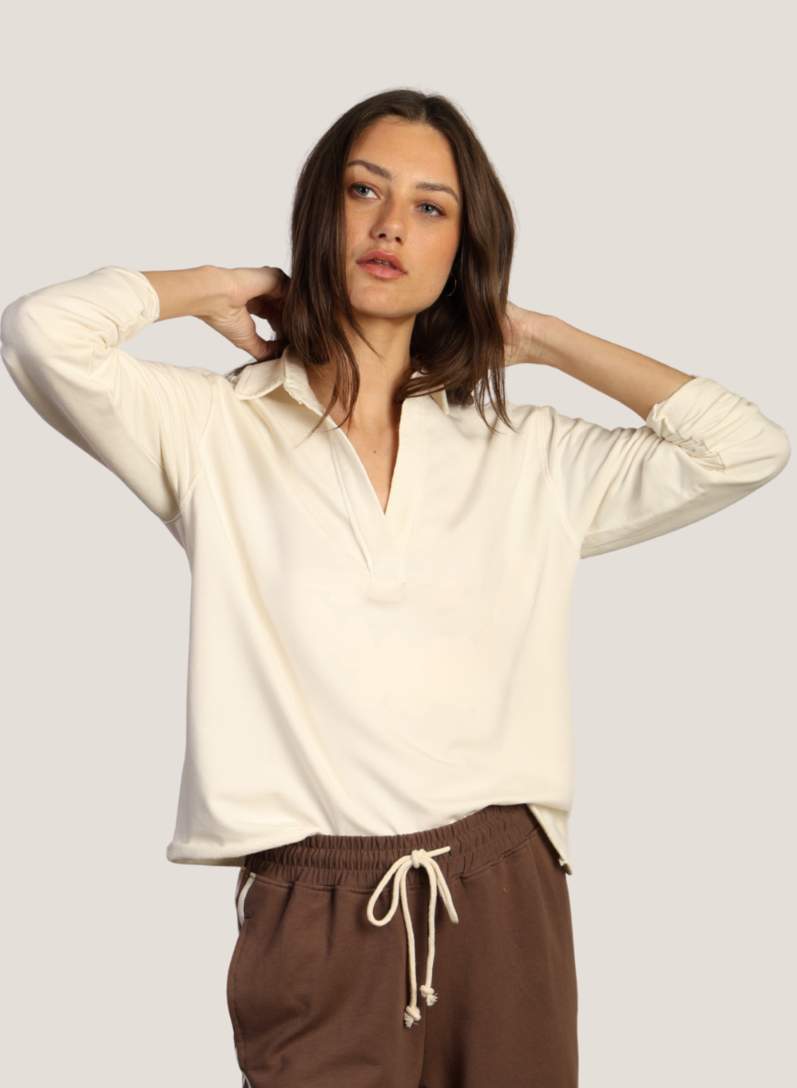Henley Pop over Top in Cloud or Navy