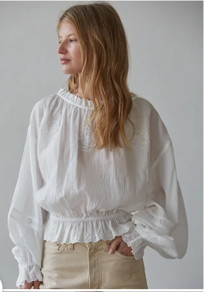 Woven Cotton Embroidered Long Sleeve