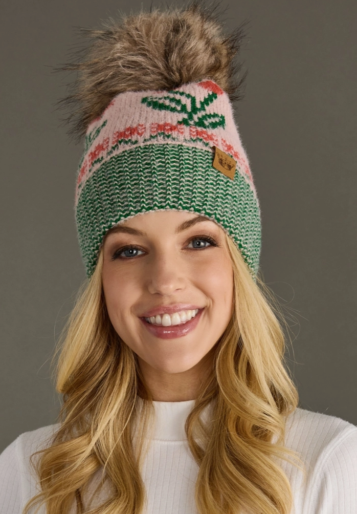 Light PInk Cherry Pom Hat