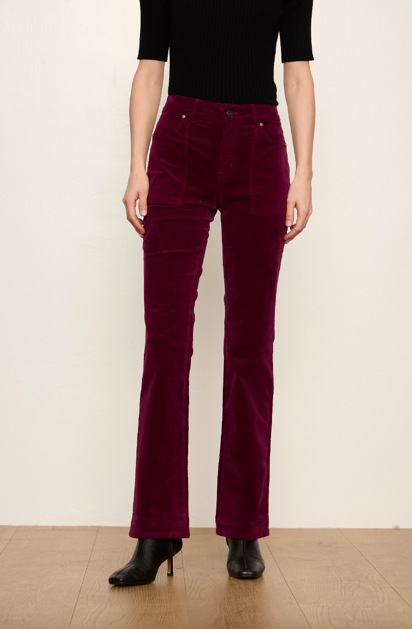 Play Date Velveteen Bootcut Pant in Bordeaux