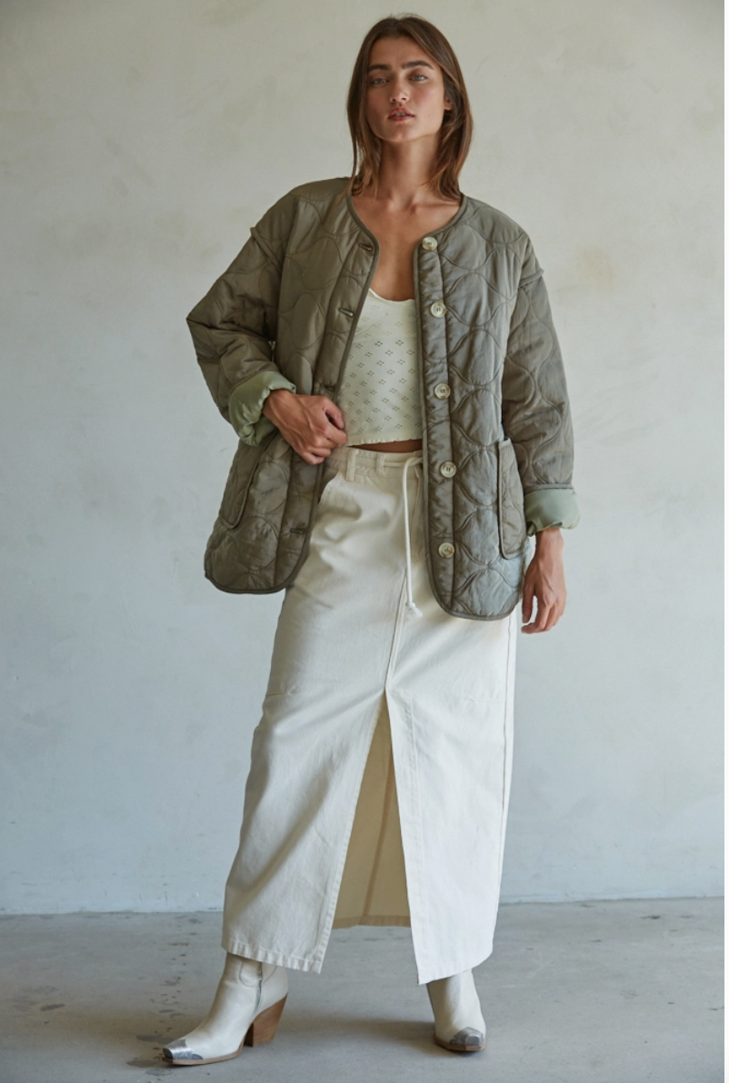 Woven Nylon Quilted Jacket