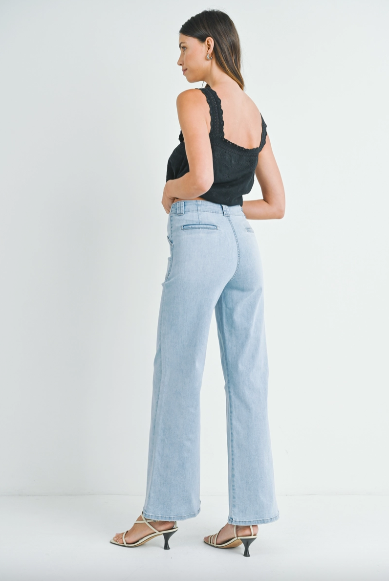 Patch Pocket Wide Leg Flare