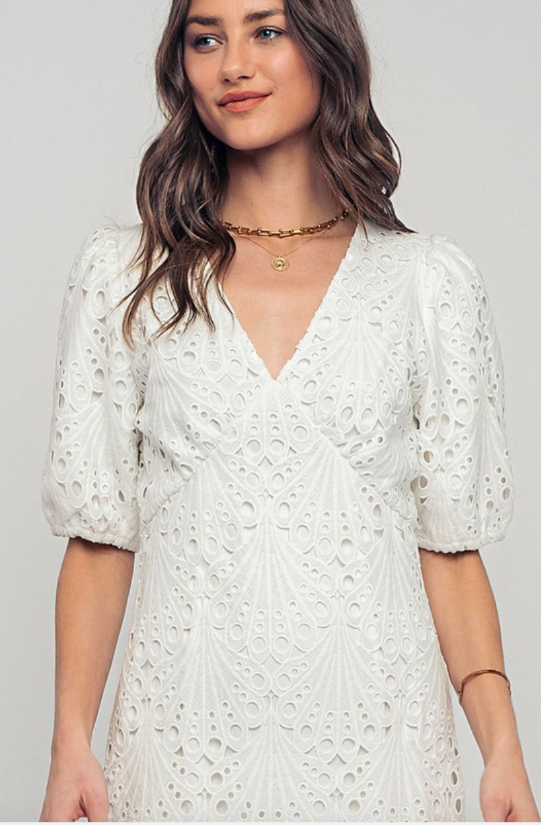 Scalloped Lace Mini Dress