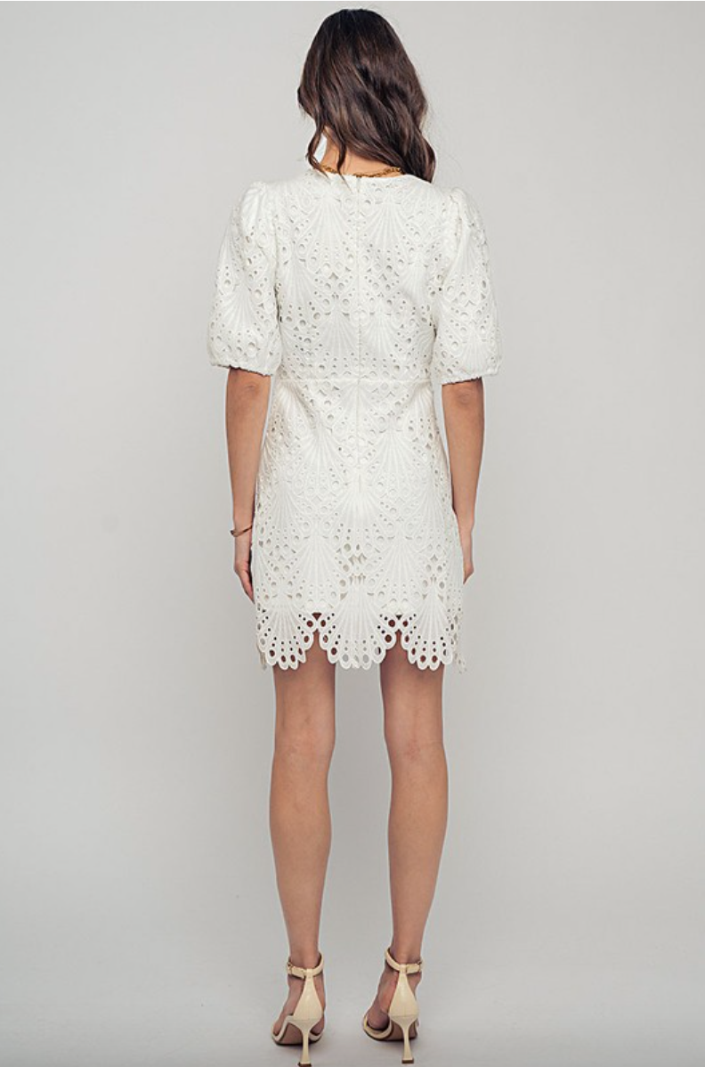 Scalloped Lace Mini Dress