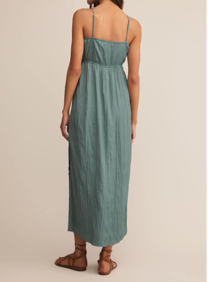 Manon Satin Maxi Dress in Sea Pine