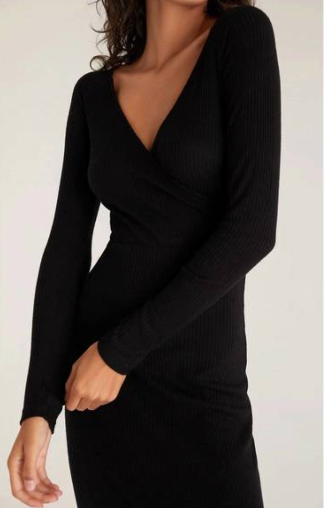 Z Supply Sawyer Rib Midi Dress in Black
