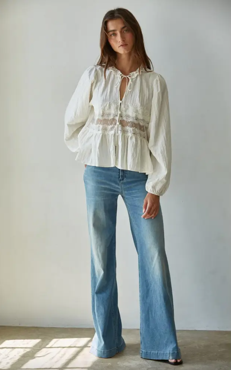 Woven Lace Detail Blouse