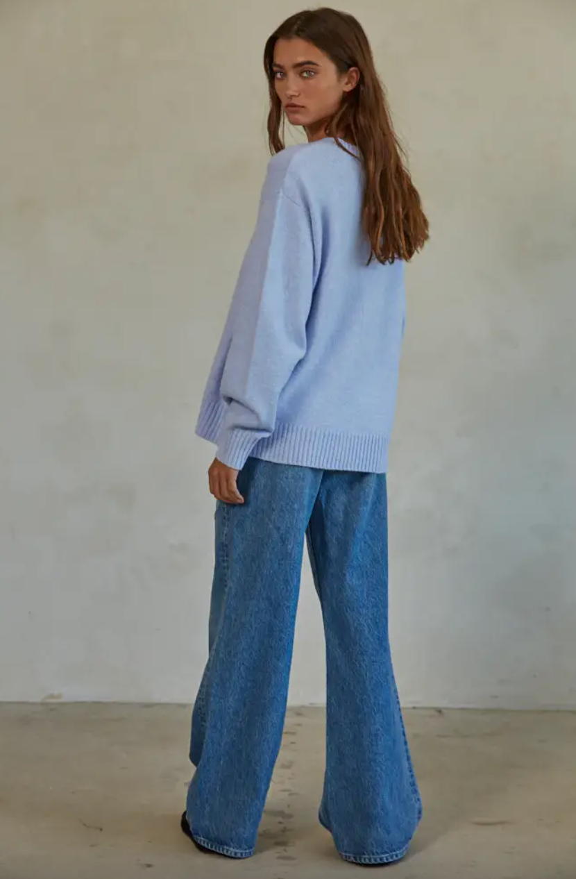 Knit Crewneck Sweater in Sky Blue