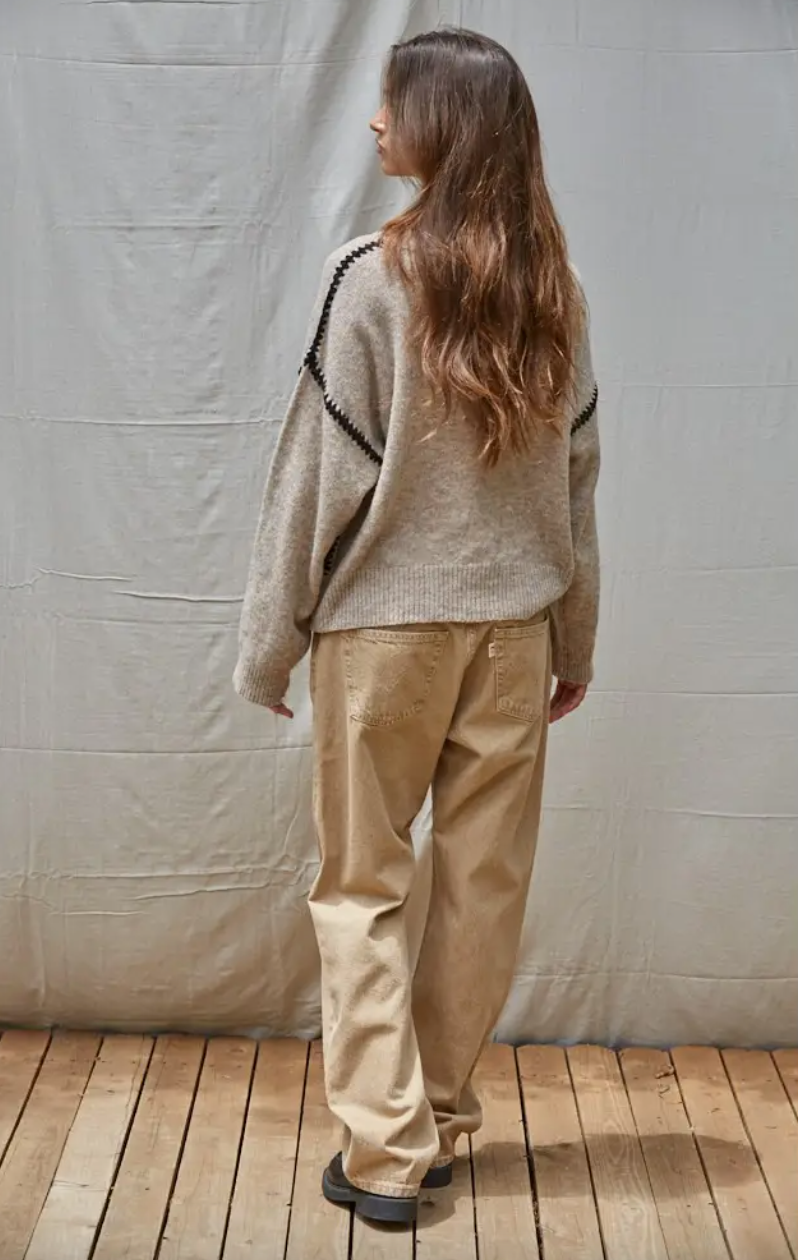 Knit Sweater Stitch Detail Crew Neck (PREORDER)