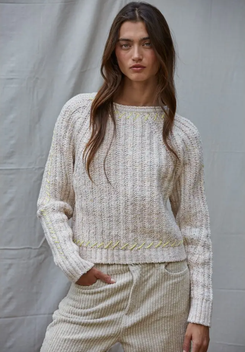 Knit Sweater with Contrast Whipstitch (PREORDER)