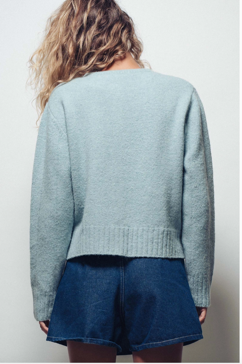 Lace Trim Wool Blend Cardigan
