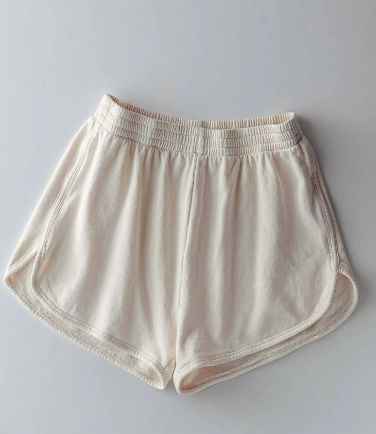 French Terry High Rise Lounge Shorts (cream or denim)