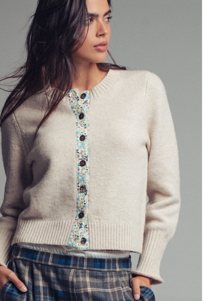 Floral Trim Cardigan