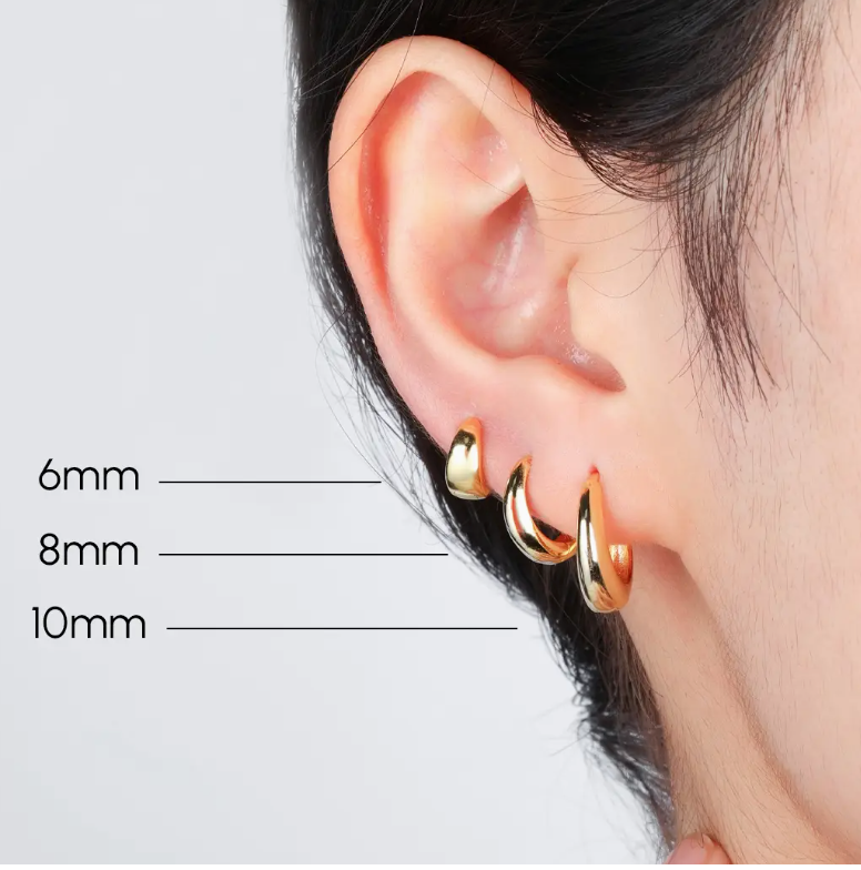 Teardrop Huggie Hoop Earring, 8mm