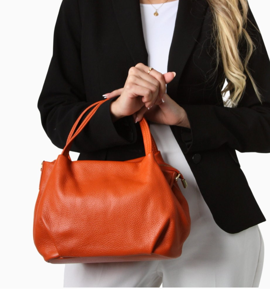Italian Leather Top Handle Crossbody bag (2 Colors)