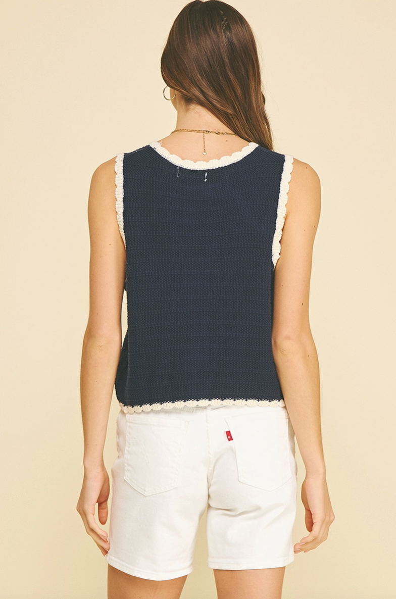 Crochet Trim Knit Top