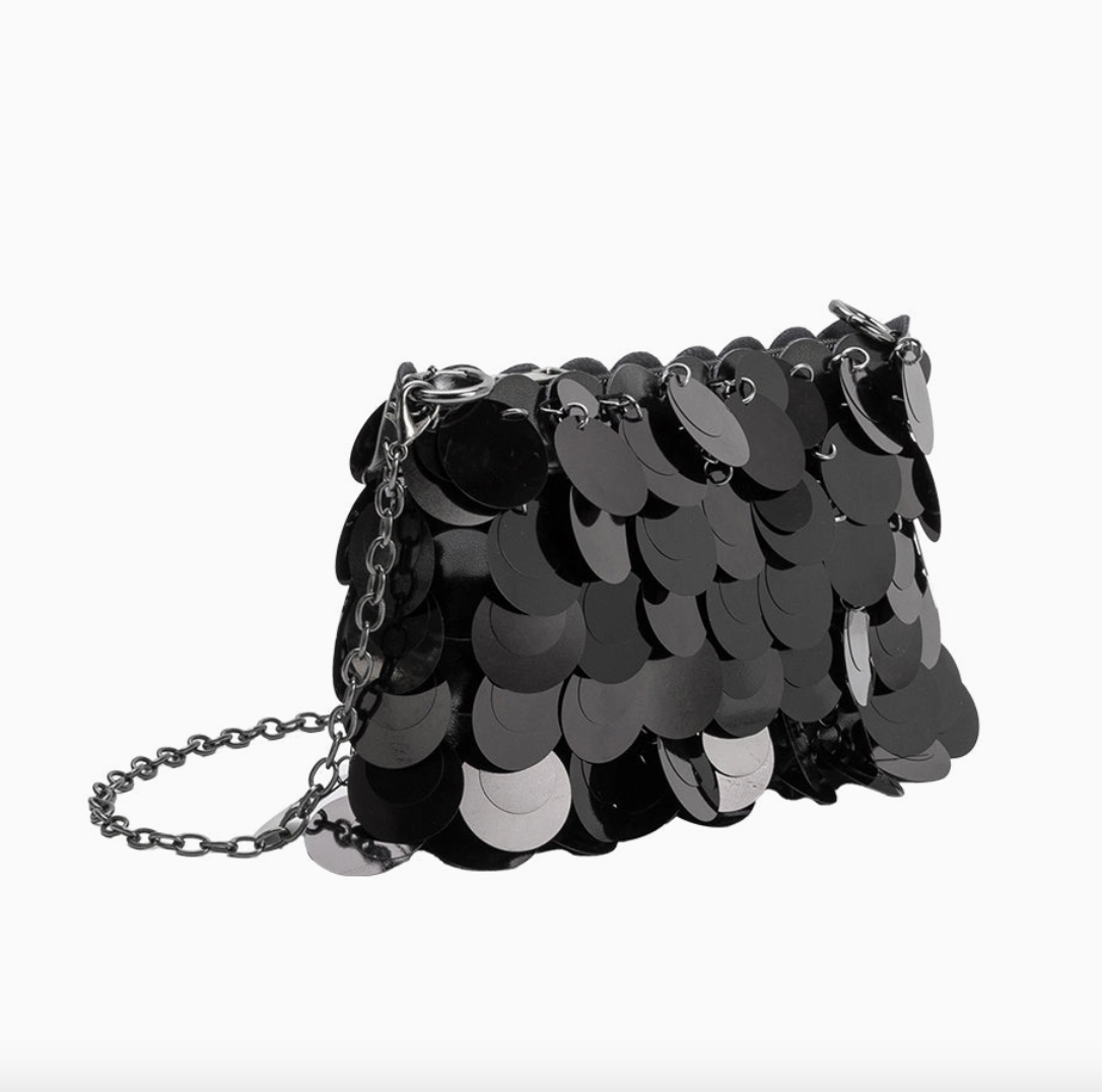 Melie Bianco Gillie Black Sequin Convertible Clutch