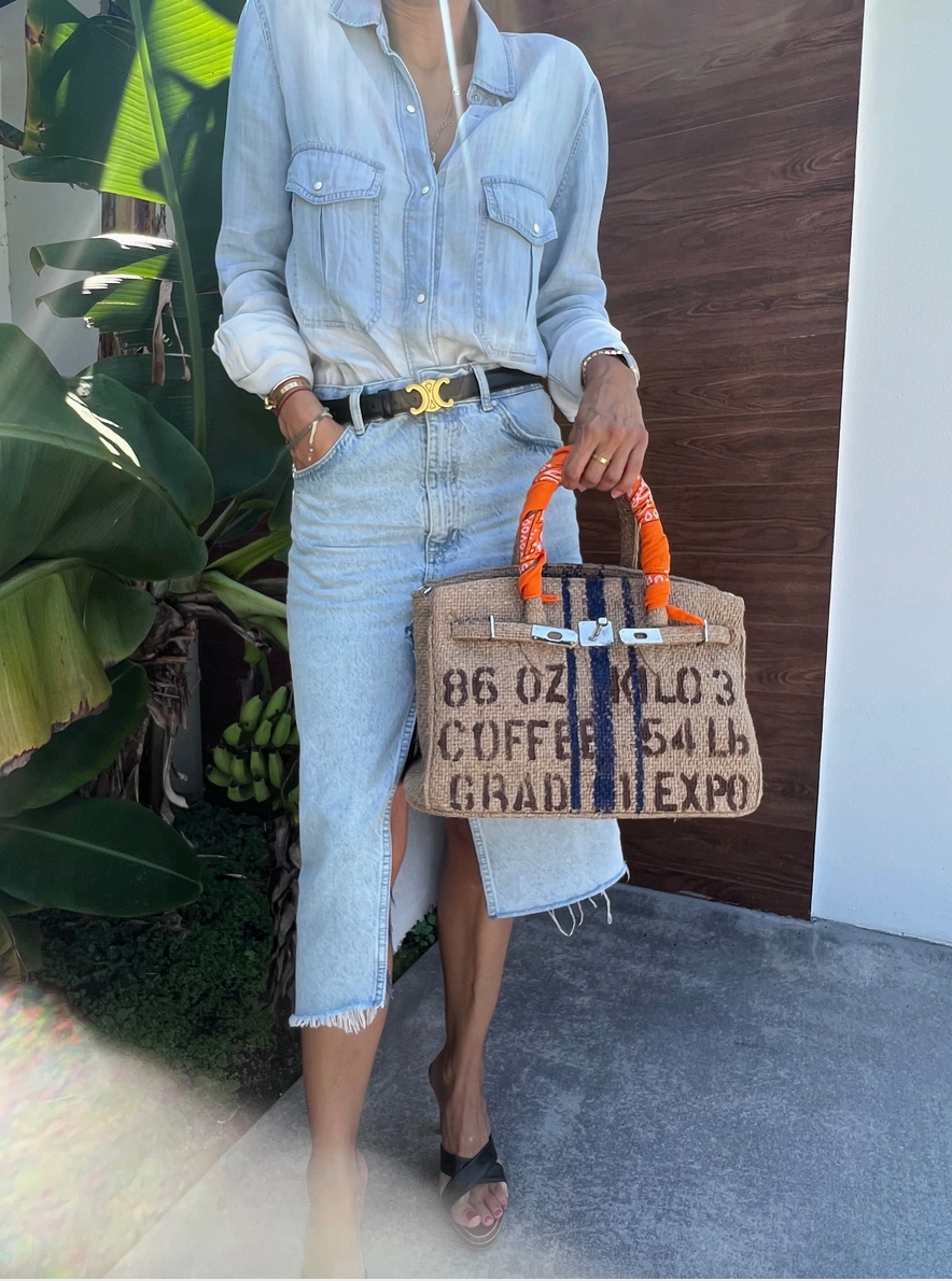 Brookie Coffee Blue Stripe Tote