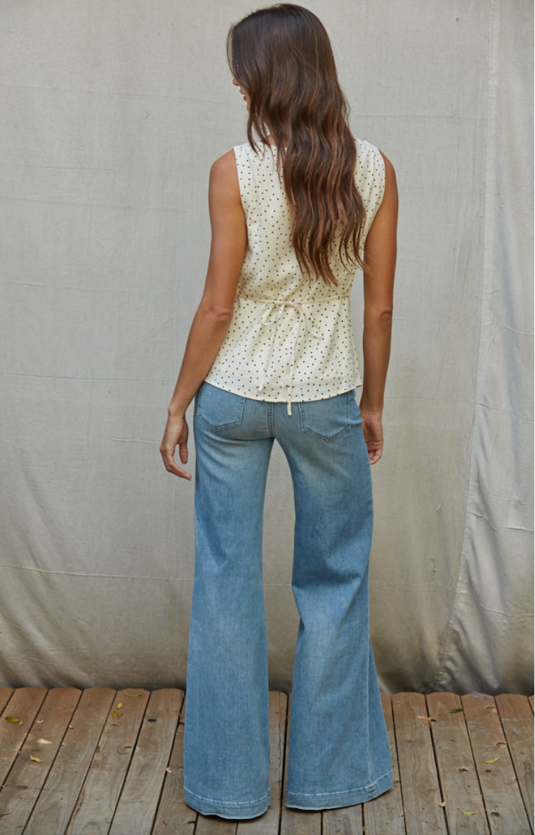 Polka Dot Cowl Neck Top